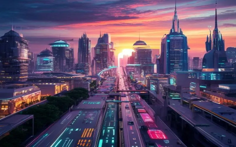 Dalam kota bangunan modern yang berkompromi antara kehidupan umum dan teknologi, manusia dan perangkaan mencari kesamaan antara arsitektur tradisional dan panggung arsitektur mata terbaru yang terang di petang.