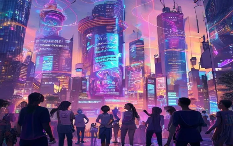 Kota masa depan dengan komunikasi global yang harmonis.
