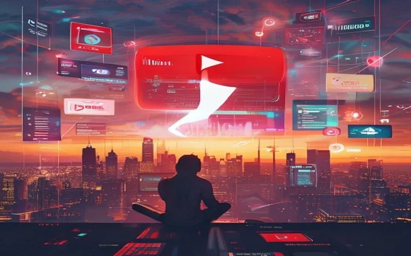 Ilustrasi strategi SEO YouTube yang efektif dan modern.