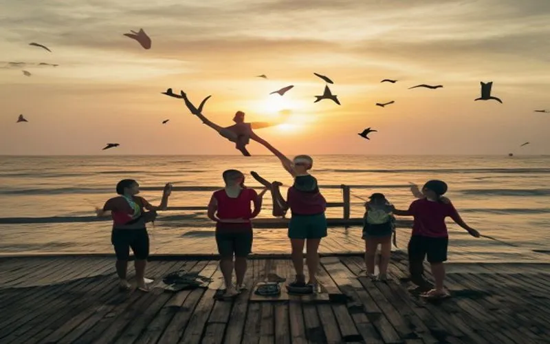 Dua penyelam mengeksplorasi keindahan lurah laut, menunjukkan kekaguman terhadap ekosistem laut.