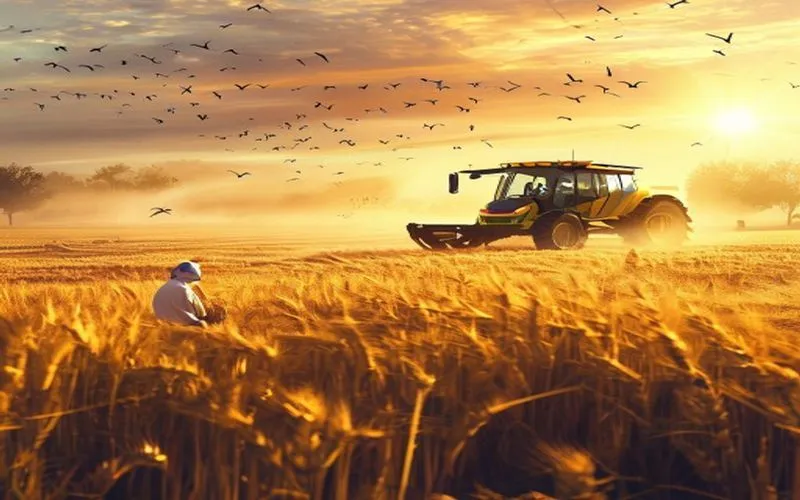 Living farmland with natural balance and modern agricultural innovation.