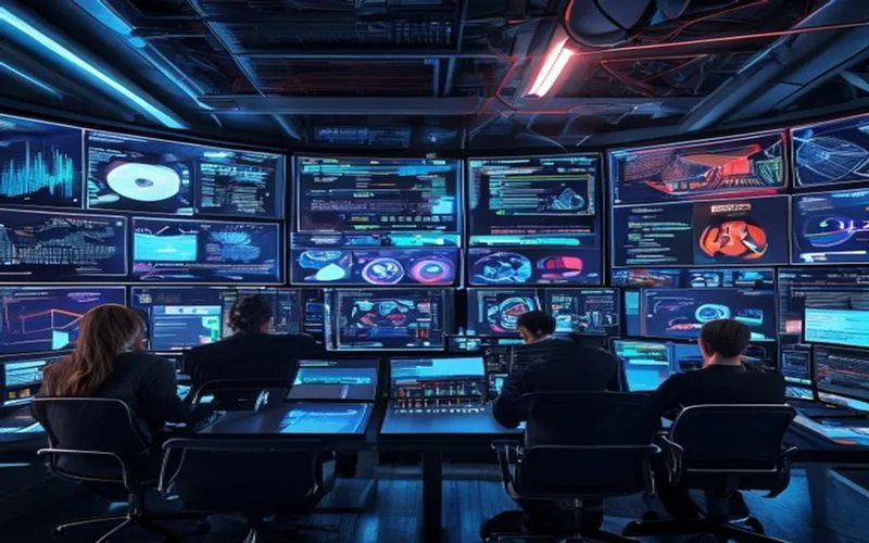 Futuristic YouTube SEO control room