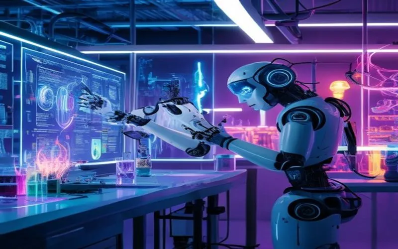 AI assistant in a futuristic lab