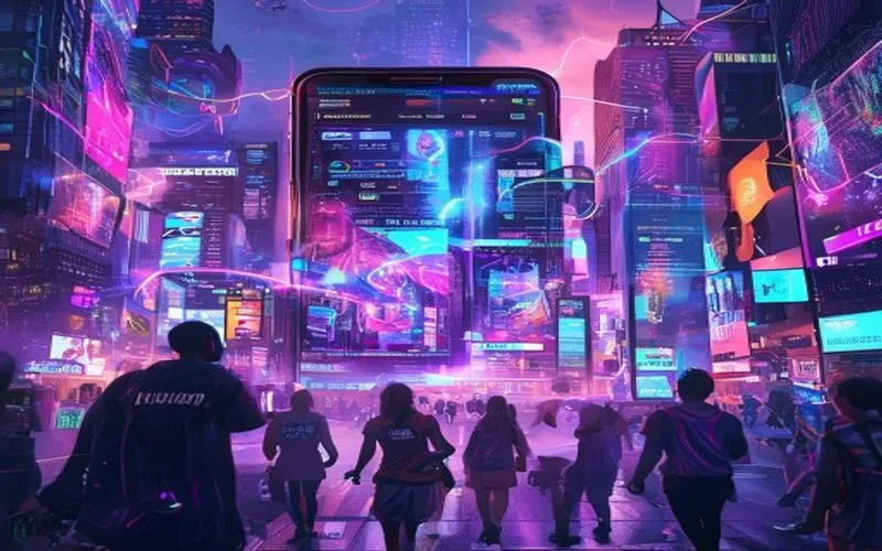 Kota futuristik dengan e-wallet canggih