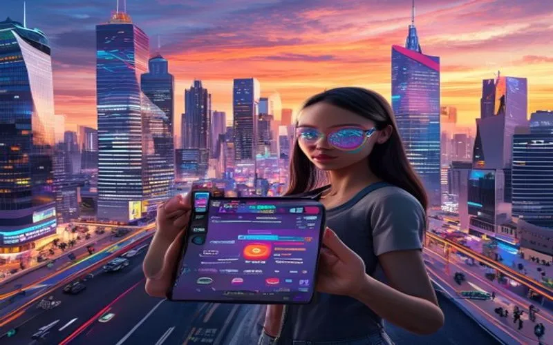 Future city with advanced digital finance technology