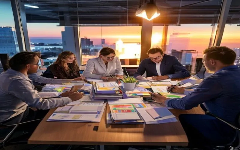 Modern finance office using AI for invoice management