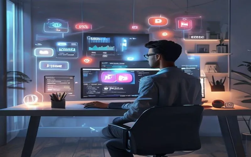 Profesional mengoptimasi video YouTube dengan data analitik visual