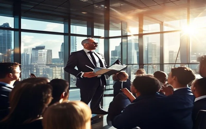 Executive overseeing finance event