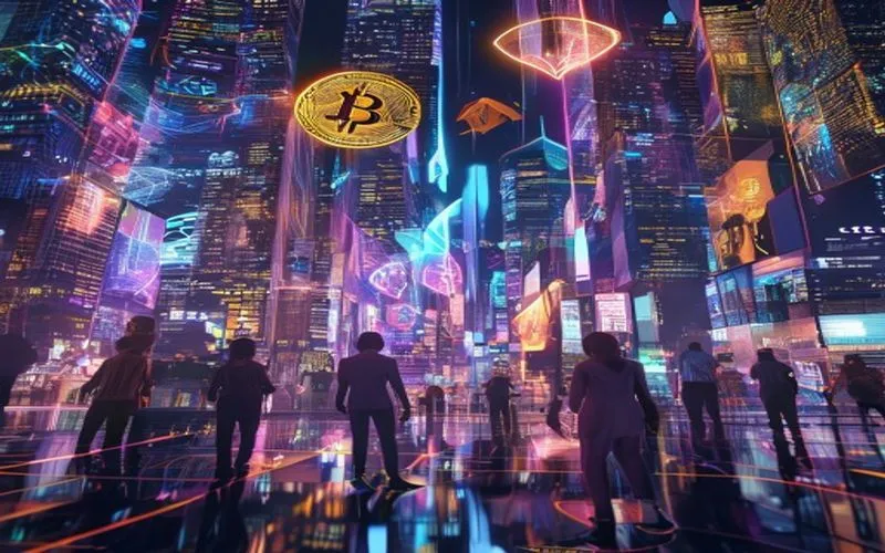 Crypto network in a futuristic city