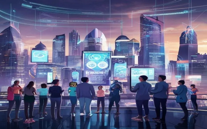 Kota futuristik dengan AI