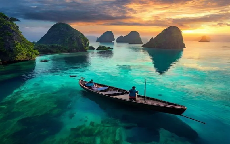 Keindahan Raja Ampat di senja emas