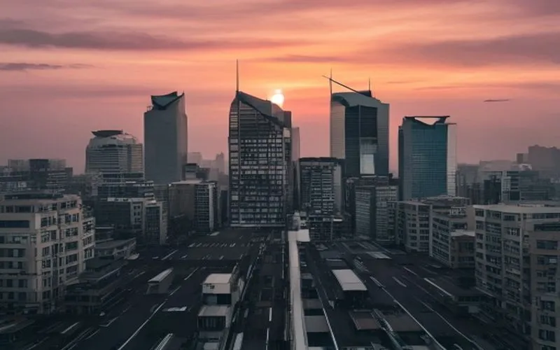 Ruang pertemuan di perpustakaan internet yang futuristik